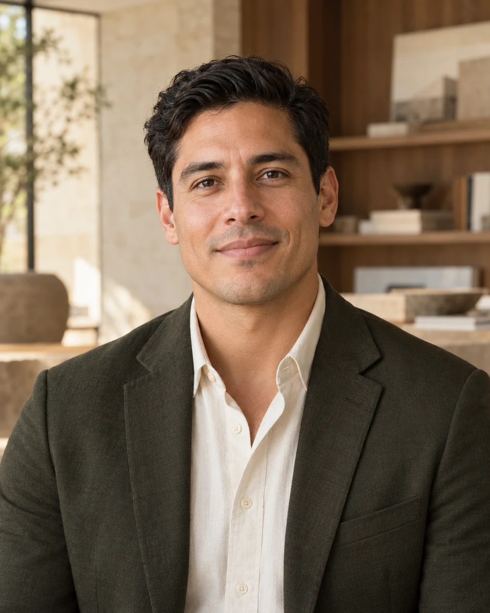 AI-generated portrait of Daniel Reyes, a fictional residential advisor for this website concept.